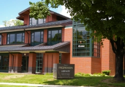 Outside view of Cleve J. Fredricksen library