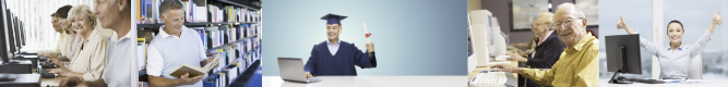 Montage of various adults learning