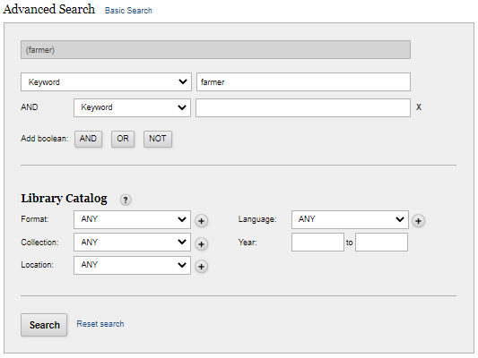 Advanced Search panel example