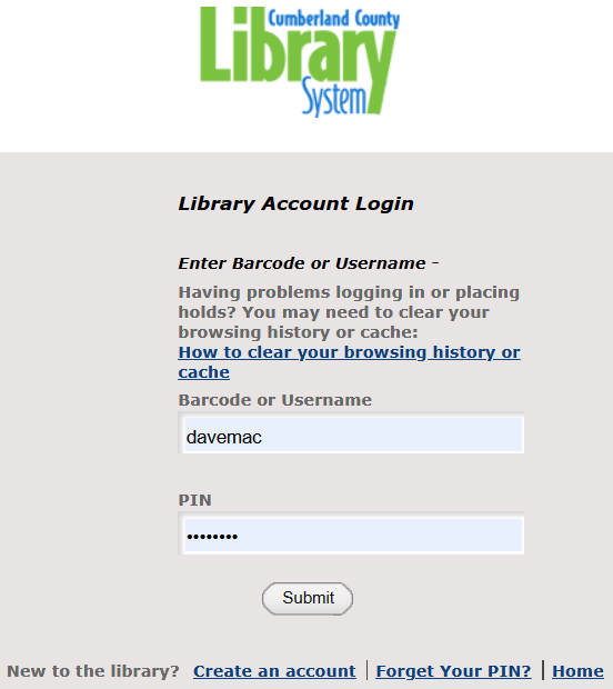 Snapshot of Account Login Page