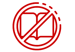 International NO symbol over a book