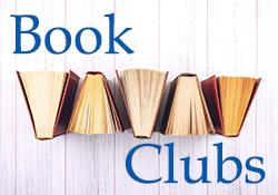 Book Clubs - various open books standing on end