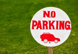 No parking on grassy areas