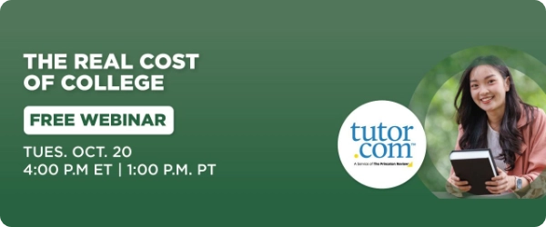 Free Webinar - The real cost of college - Tuesday 10/20 at 4:00pm