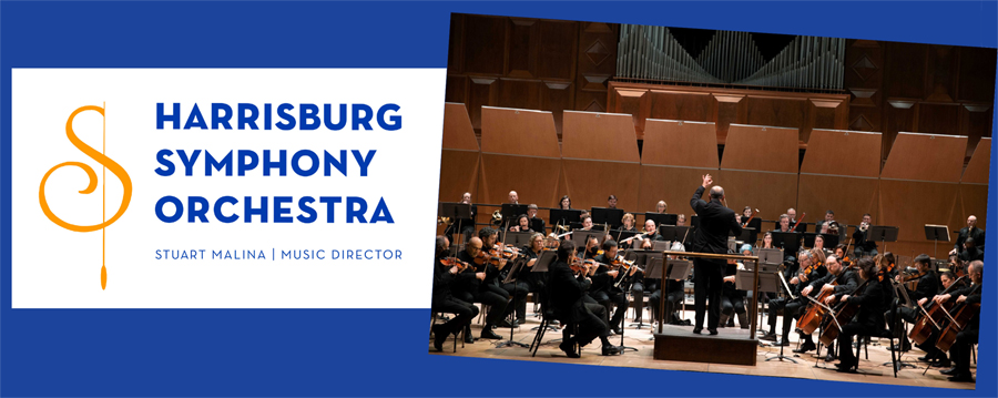 Harrisburg Symphony Orchestra Logo and Image of the Orchestra