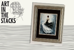 Art in the Stacks - October artist widget with example of oil painting of a woman