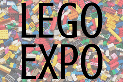 A huge pile of LEGO bricks with the title LEGO Expo