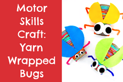 cardboard rolls wrapped in yarn and crafted to look like bugs