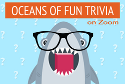 Cartoon shark wearing glasses with red book in its mouth