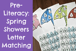 Umbrella worksheets with rain drop alphabet matching