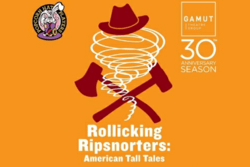 "Rollicking Ripsnorters" text with cowboy hat and lasso image