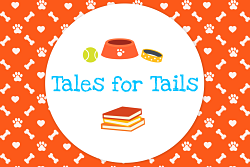 "Tales for Tails" text with image of books and dog bowl