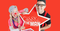 "Cissy and the Man" text with image of clown and juggler