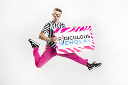 "Ridiculous Nicholas" text with image of silly man jumping in air
