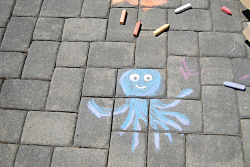 sidewalk with chalk drawings