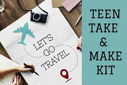 Map with airplane and camera