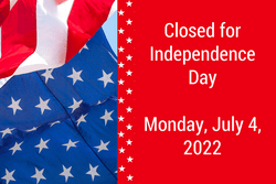 american flag with closed july 4 in writing