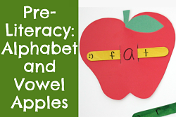 Short vowel apple craft with popsicle stick