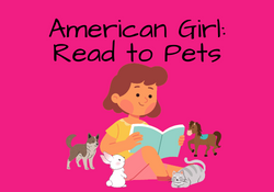 A child reads to a stuffed toy and the text appears above them, 'Read to Pets'