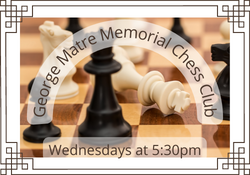 Chess at the library every wednesday at 5:30!