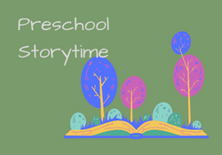 Trees and the text "Preschool Storytime"