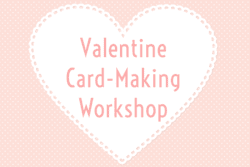 "Valentine card making" text with heart lace doily 