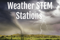 "Weather STEM Stations" text with storm in background