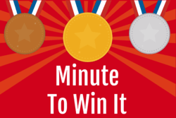 "Minute to Win It" text with Olympic medals image