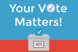 "Your Vote Matters" text with image of ballot box